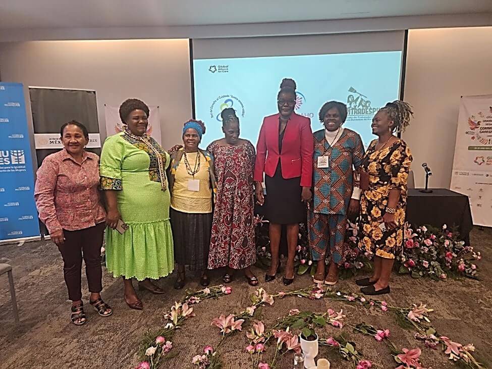 Violet Shivutse, second from the left, at the Grassroots Women Community Caregivers Summit, held in Mexico City, June 2023. Photo: UN Women 