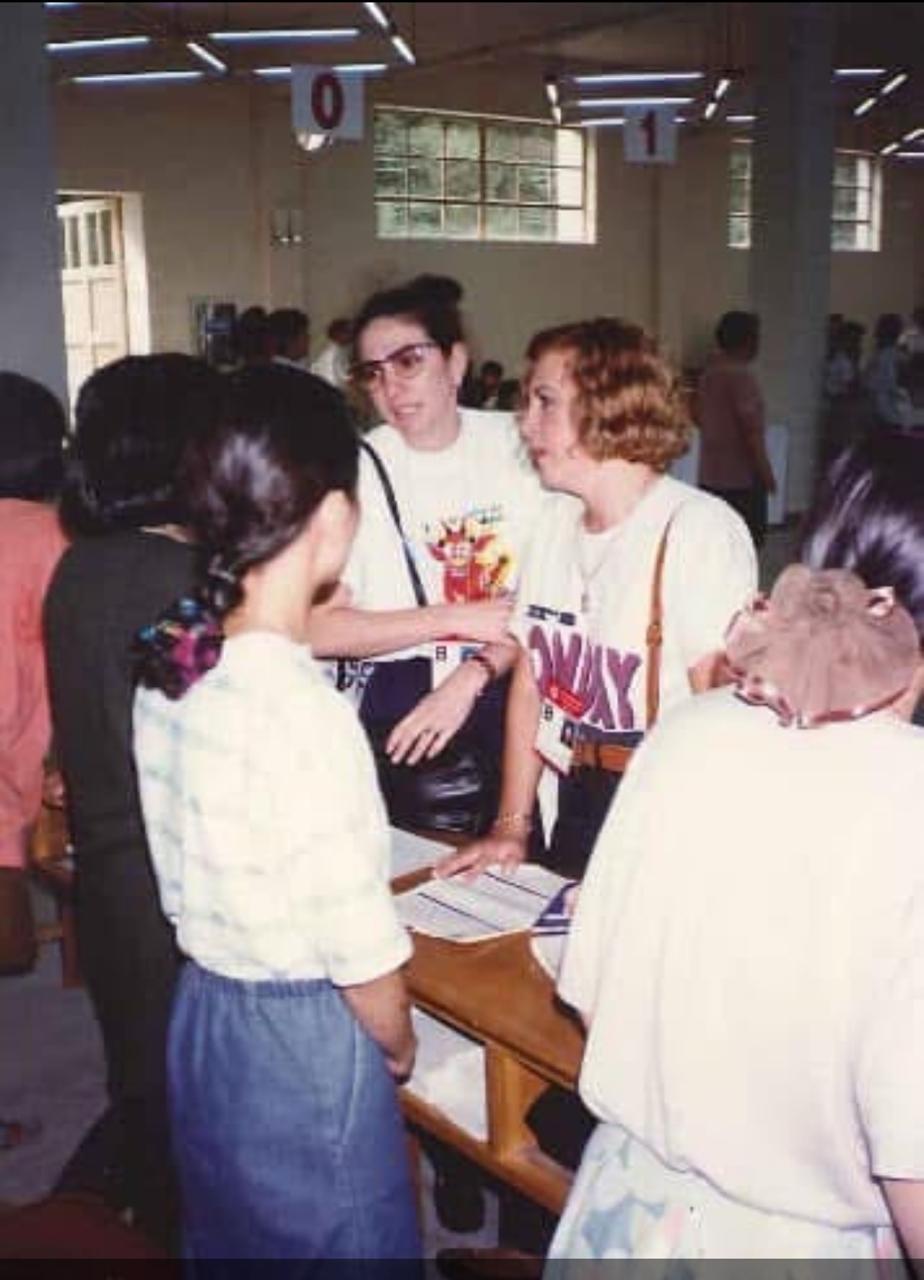 Moni Pizani Orsini en la Cuarta Conferencia Mundial sobre la Mujer en Beijing, en 1995