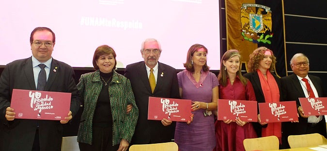 Integrantes del Presidium en la adhesión de la UNAM a la campaña HeForShe (Foto: ONU Mujeres/Ulises Bravo) 675x313