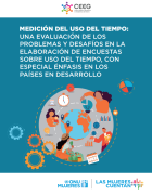 Portada del documento resumen del estudio “Medición del uso del tiempo: una evaluación de los problemas y desafíos en la elaboración de encuestas sobre uso del tiempo, con especial énfasis en los países en desarrollo. Inconsistencias metodológicas, estrategias de armonización y diseños revisados”